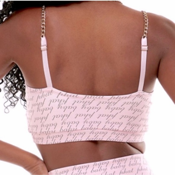 Baby Phat NWT Pink Logo Print Chain Bralette & Biker Shorts Size Small Medium - Picture 15 of 16